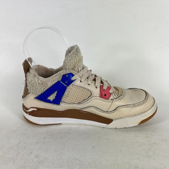 Air Jordan 4 Retro Wild Things Sneaker Unisex 2Y Cream Lace Up athletic Shoes - Picture 3 of 12